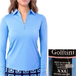 GOLFTINI Ladies Zone Performance Shirt Team 365 Quarter Zip Blue UPF 30+ XXL NWT